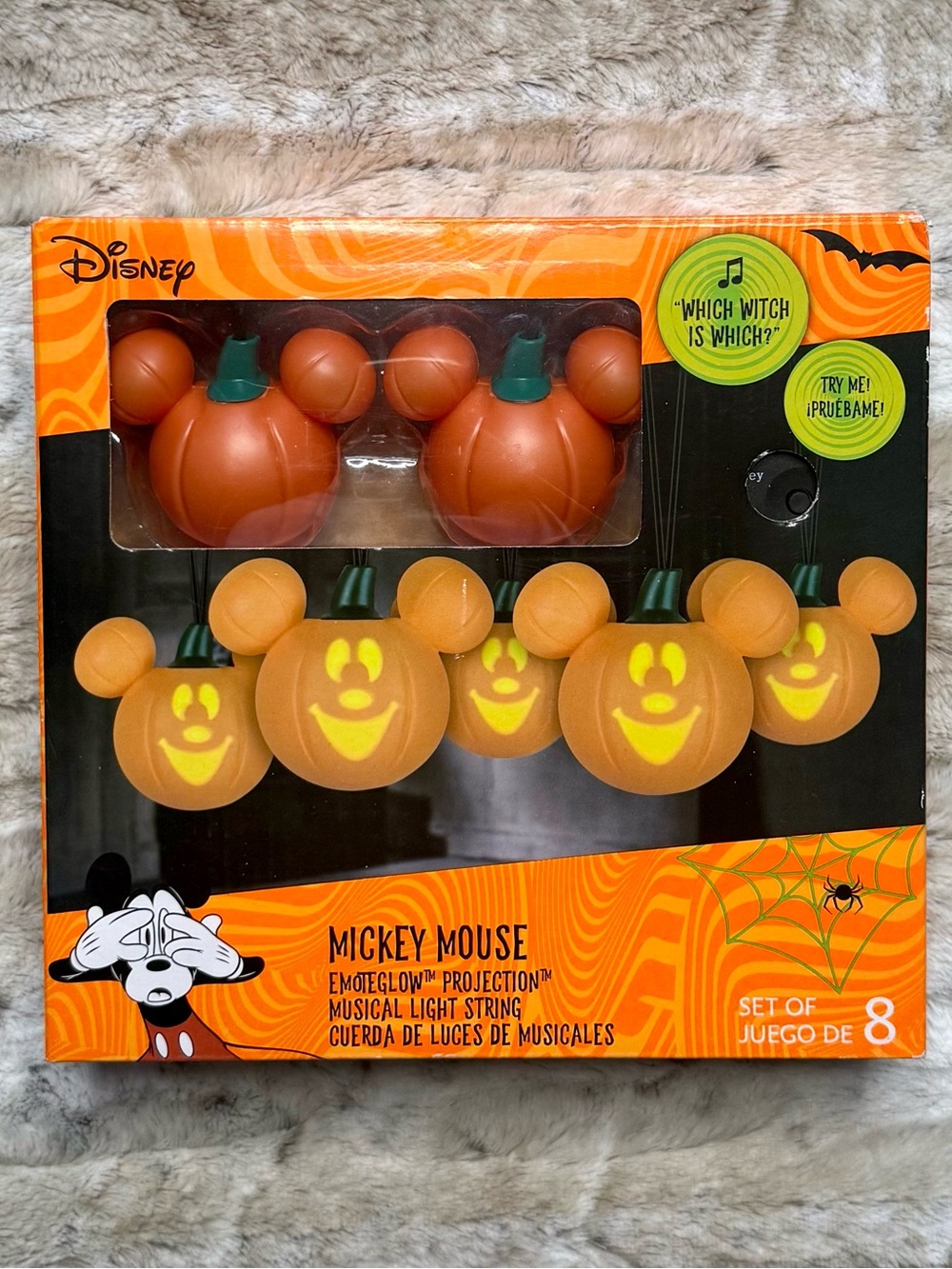 *NWT* Disney Mickey Mouse Pumpkin Emoteglow Projection Musical Light String